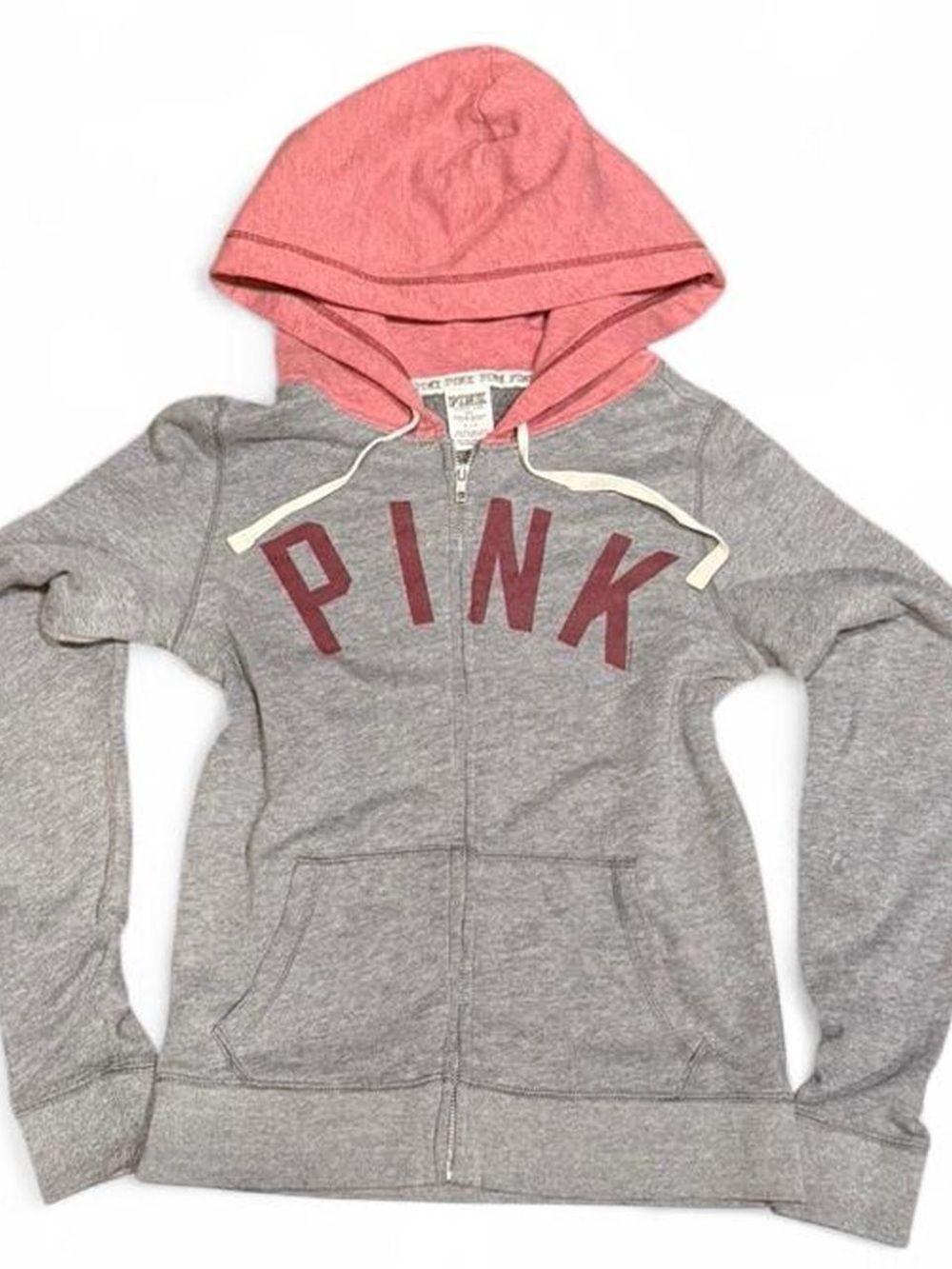 Y2K Pink Victoria's Secret Logo Colorblock Graphic Zip Up